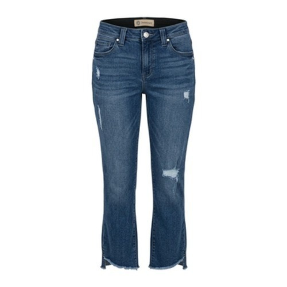 Democracy Ab Technology Jeans Women 6 Blue High Rise Ankle Distressed Stretch